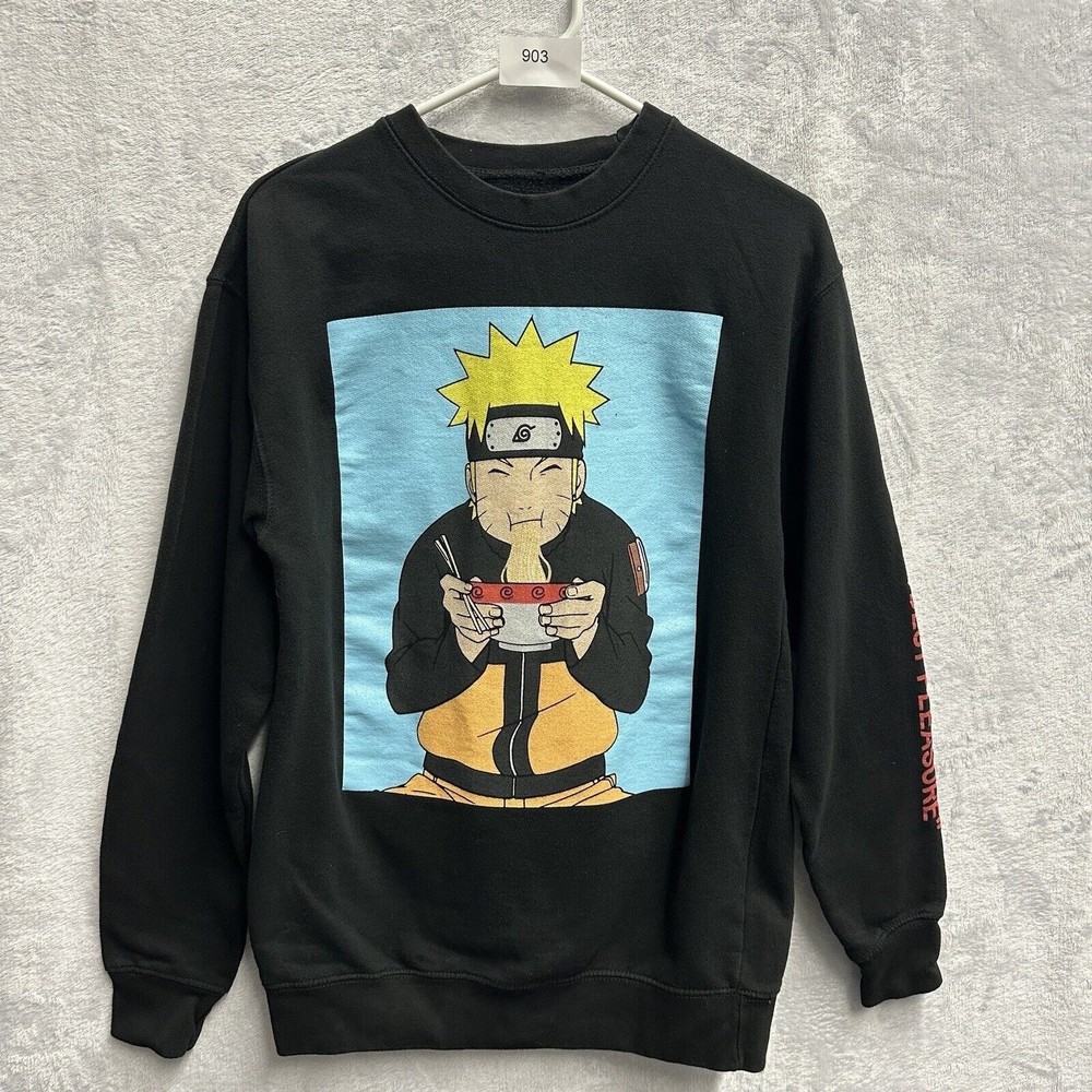 Ripple Junction Black Crewneck Sweater with Naruto Ramen Graphic
